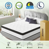 QUENSIYE Queen Mattress, 14 Inch Ultra Comfort Hybrid Foam Queen Size Mattresses with Independent Pocket Springs Mattress in a Box Pressure Relief & Supportive, Medium Firm QUENSIYE