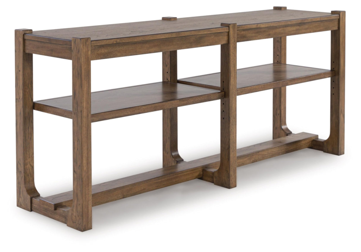 Signature Design by Ashley Cabalynn Farmhouse Sofa Table with 2 Adjustable Shelves, Light Brown Signature Design by Ashley