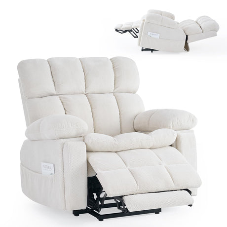 Zuacs Dual Motor Power Lift Recliner Chair for Elderly,Electric Lift Chair with Adjustable Headrest, Heat and Massage,Lay Flat Recliner with Storage, Cup Holders,USB Ports,Type C,Zero Gravity, Beige Zuacs