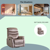 Rocking Swivel Recliner Chair for Power Lift Recliner Chair for Elderly, 360 Degree Swivel, Adjustable Modern Reclining Chairs, Classic and Traditional Recliner Sofa with Lumbar Support (Grey) ALYIAMXL