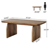 Tribesigns Rectangle Coffee Table, 47-Inch Wood Rectangular Living Room Table, Farmhouse Accent Center Table Low Cocktail Tea Table with Sturdy Base & Rounded Corners, Easy Assembly, Rustic Brown Tribesigns