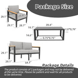 Outdoor Aluminum Furniture Set,4 Piece Patio Conversation Sets,Removable & Washable Cushion,Ink Color Tempered Glass Table Light Grey GAOMON