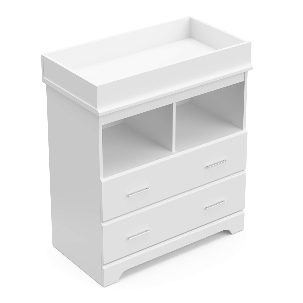 Storkcraft Brookside 2 Drawer Changing Table Dresser (White) – GREENGUARD Gold Certified, Easy-to-Match Chest of Drawers and Cubbies for Nursery and Kids Bedroom, Includes Changing Table Topper Storkcraft
