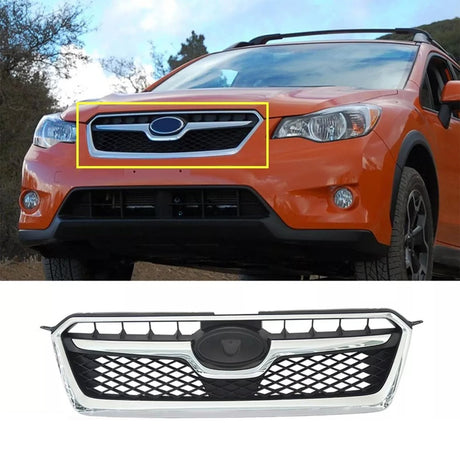 MUTUSAISI Front Bumper Upper Grille Chrome Grill Compatible with 2012-2016 Subaru Impreza/ 2013-2015 XV Crosstrek/ 2016 2017 Crosstrek MUTUSAISI