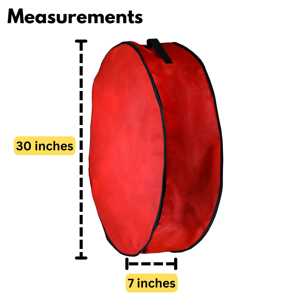 Iconikal 3-Pack Wreath Storage Bag with Handle 30-Inch Diameter Red Zippered Christmas Holiday Garland Organizer Tear-Resistant Protective Bulk Pack Iconikal