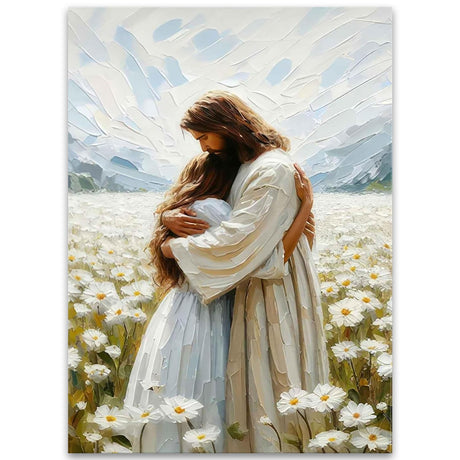 Paint by Numbers for Adults and Kids Beginner, Jesus Hugging Woman Christian Painting by Number Kits On Canvas, Number Artist Paint by Number Kit DIY Oil Painting Acrylic Paints, Home Wall Decor Fairyland JinWenn