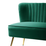TINA'S HOME Contemporary Velvet Loveseat Sofa, Upholstered Loveseat Couch with Golden Metal Legs, Small Tufted 2-Seat Sofa Armless Love Seat for Living Room, Bedroom, Apartment Small Spaces, Green TINA'S HOME