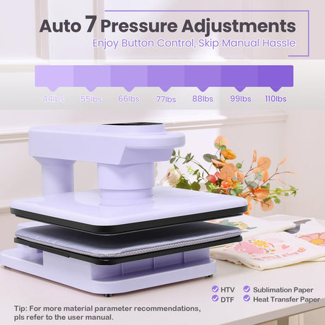 Whubefy 360° Swivel Auto Heat Press 15x15 - Professional Automatic Shirt Press Machine with Auto Release & 7-Level Auto Pressure - Swing Away Large Pro Heat Press Machine for T Shirts Hoodie HTV Vinyl Whubefy