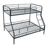 Naomi Home Twin Over Full Metal Bunk Bed with Safety Guardrails, 800 lbs Capacity, Angled Ladder, Underbed Storage, Black, Modern Design Naomi Home