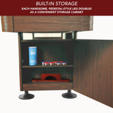 Hathaway Challenger 12-Ft Shuffleboard Table w Walnut Finish, Hardwood Playfield, Storage Cabinets Hathaway