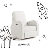 Storkcraft Santa Monica Power Recliner Swivel Glider (Ivory Basketweave) – Effortless Electronic Power Recline, USB-A & USB-C Charger Storkcraft