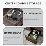 Alukang Loveseat Recliner Sofa, Manual Loveseat Reclining with Console for Living Room, RV Recliner Couch with Cup Holder/AC/USB C/USB and Drawer, Home Theater Velvet Reclining Love seat Couch (Brown) Alukang