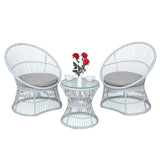 Athena Collection Outdoor Patio Furniture Set Wicker Bistro Set, 3 Piece Conversation Set All-Weather PE Rattan Chairs with Seat Cushions & Glass Table for Porch, Backyard, Beige Athena Collection