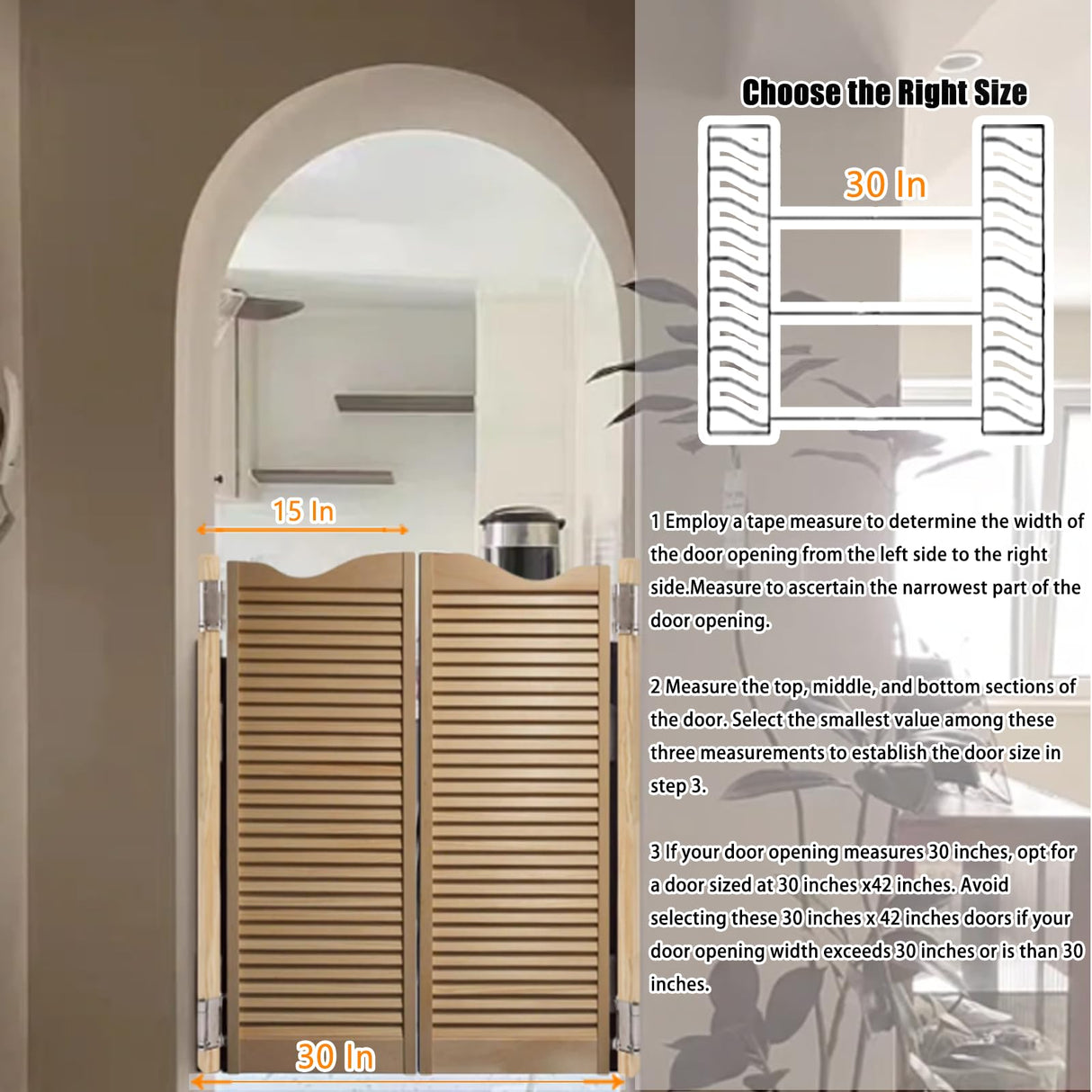 Saloon Doors 30/32/36 in Wide, Modern Swinging Half Door for House, Kitchen, Interior Wood Cafe Door with Hardware, Western Style Premade Bar Doors LVYIHAN