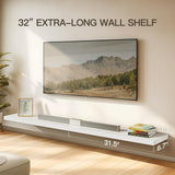 AMADA HOMEFURNISHING Floating Shelves, 32″ Large Wall Mounted Shelves for Bathroom, Bedroom, Living Room, Kitchen, Office, Hanging Shelf for Wall Décor Storage, Set of 2, White AMADA HOMEFURNISHING