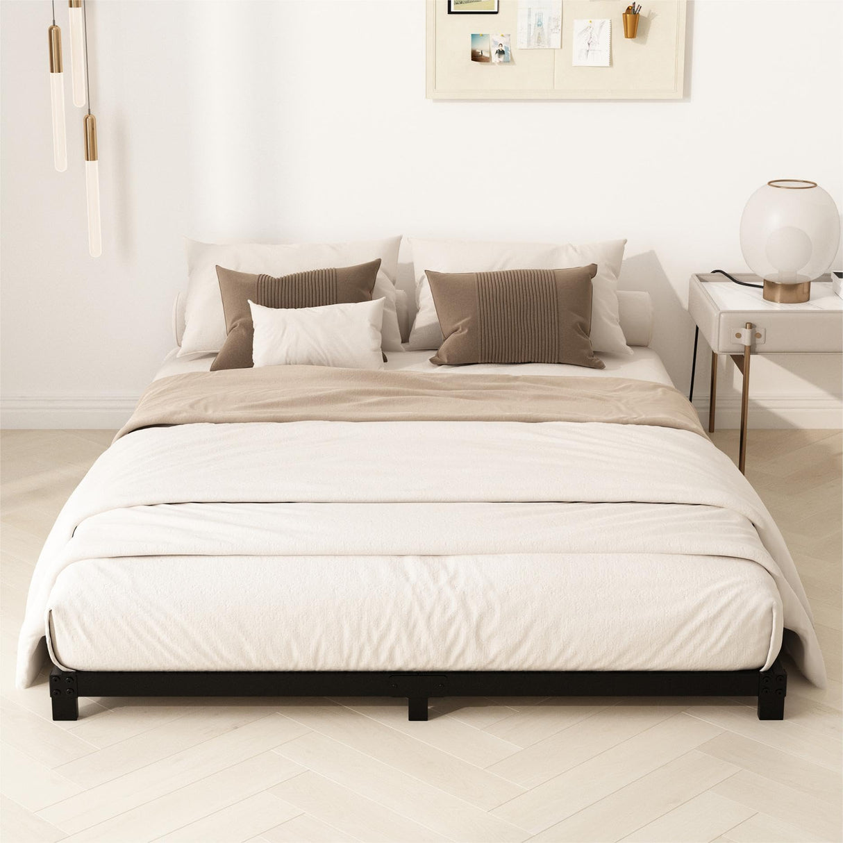 YUSENHEEI 4 Inch King Size Bed Frame, Heavy Duty Metal Platform Low King Bed Frame, No Box Spring Needed, Noise Free, Easy Assembly, Black YUSENHEEI