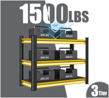 Rufokisa 40" W Garage Shelving Heavy Duty, 1500LBS Loads Adjustable Garage Storage Shelves,3-Tier Metal Storage Racks and Shelving Units, Utility Rack Shelves,40" W x 18" D x 36" H,Yellow Rufokisa