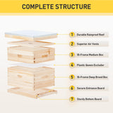 CREWORKS Bee Hive Boxes 10 Frame Langstroth Beehive, Bee Keeping Starter Kit Includes 1 Super Bee Box & 1 Bee Brood Box with Beehive Frames and Foundation, 2 Layers Complete Bee Hive Kit CREWORKS