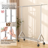 HYSEYY Heavy Duty Clothes Rack Load 450 LBS, Metal Garment Rack, Standing Rolling Clothing Rack for Hanging Clothes with Sturdy Wheels & Shelves, Portable Closet Wardrobe Rack,Sliver HYSEYY