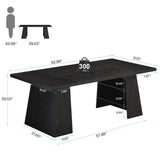 Tribesigns 63-Inch Executive Desk, Modern Large Office Computer Desk with Double Pedestal and Storage Shelves, Simple Writing Conference Table Workstations Business Furniture for Home Office, Black Tribesigns