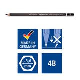 Staedtler Mars Lumograph Black, Carbon Blend Provides Jet Black Lines, Professional Art Pencils, Tin of 6 Assorted Black Sketch Pencils, 100B G6 STAEDTLER