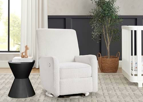 Delta Children Nest Nursery Swivel Recliner - Fabric is GREENGUARD Gold Certified and Oeko-TEX Standard 100 - Upholstered in a Unique Chenille Yarn for Blanket Like Softness, Oyster