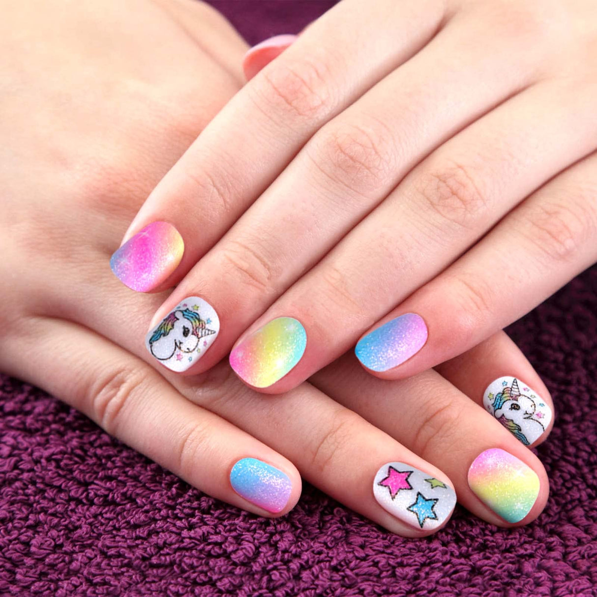 Golray Kids Nail Polish Set for Girls, All-in-One Nail Art Kit - Dryer/ Glitter Powder/ False Nails/ Nail Decals/ Toe Separator/File, Age 3-12 Little Girl Gift Toys Golray