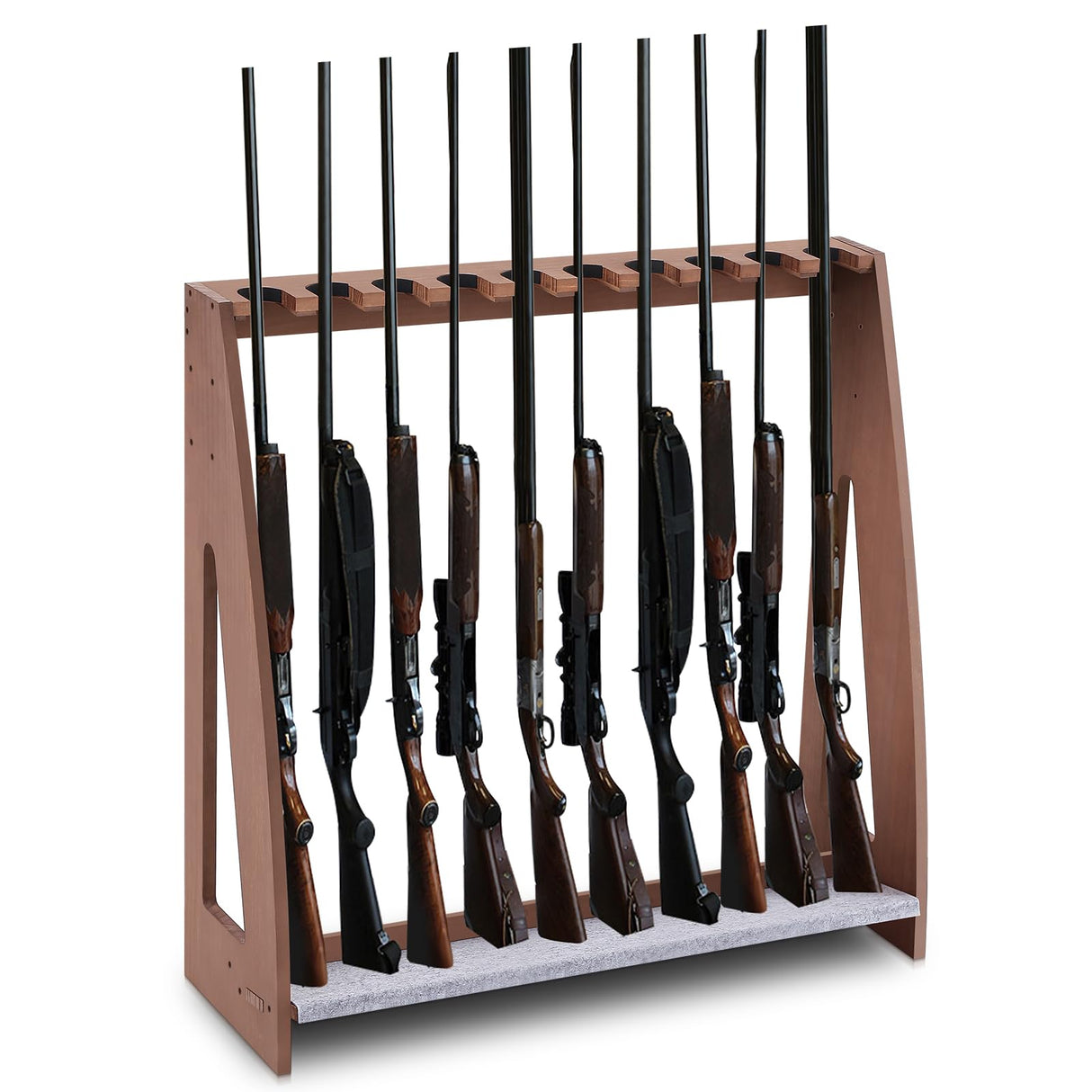 Yousoontic Indoor Gun Racks Freestanding Rifle Racks Gun Display Stand with Soft Padding Safe Heavy Duty Gun Storage for Cabinet Holder Accessories (Walnut,31.5 x 31.1 x 10.6 Inches) Yousoontic