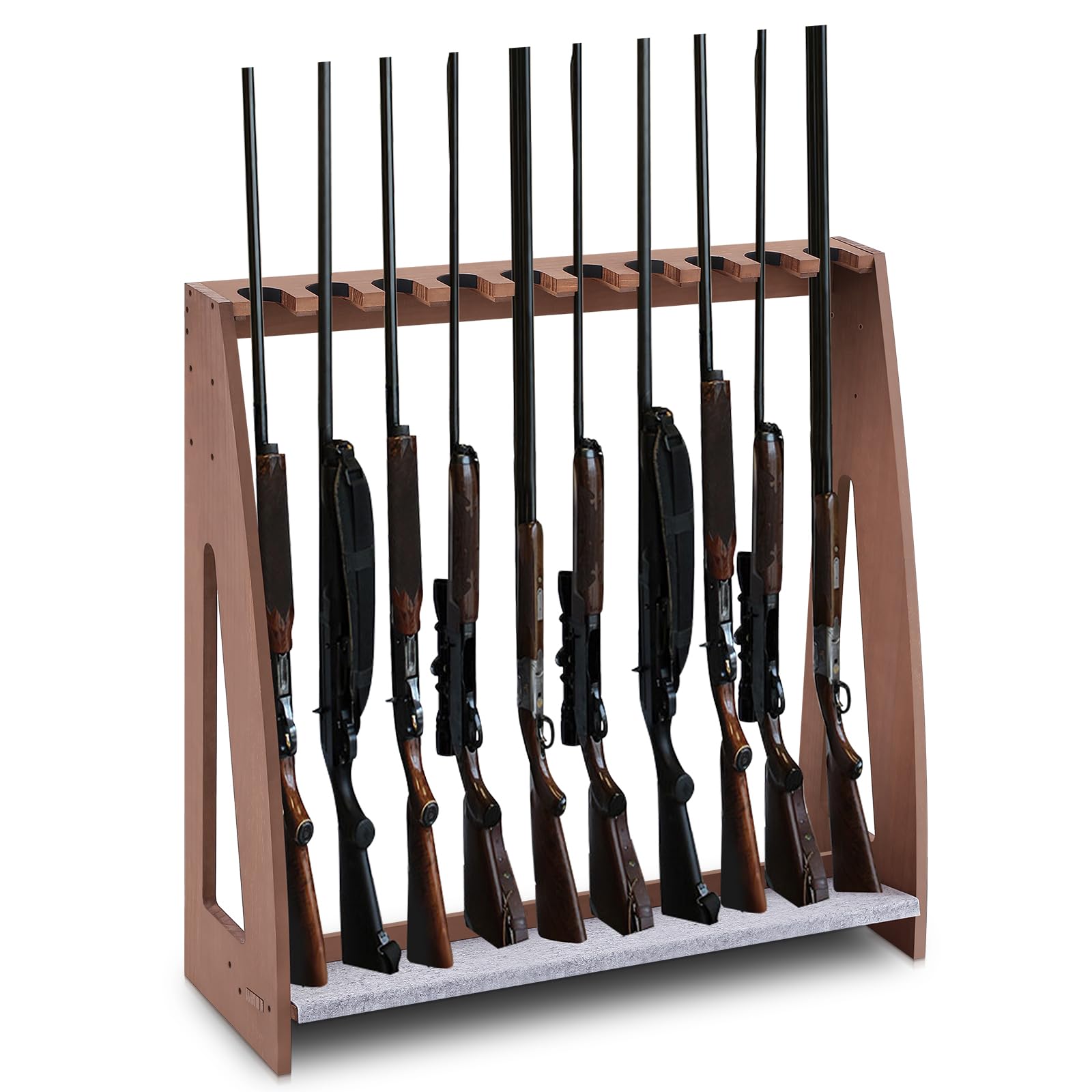 Yousoontic Indoor Gun Racks Freestanding Rifle Racks Gun Display Stand with Soft Padding Safe Heavy Duty Gun Storage for Cabinet Holder Accessories (Walnut,31.5 x 31.1 x 10.6 Inches) - WoodArtSupply