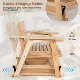 HAPPYGRILL Wood Patio Rocking Glider Chair, Outdoor Glider Chair with Hidden Cup Holder, Ergonomic Fir Wood Rocker for Front Porch Backyard Balcony HAPPYGRILL