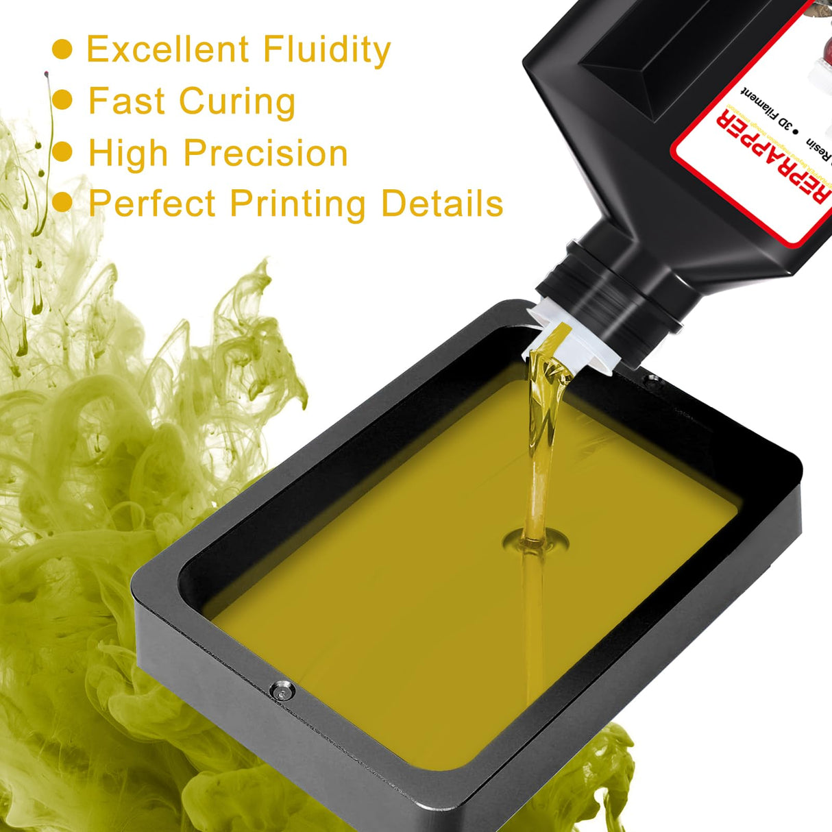 Reprapper Casting 3D Printer Resin, Castable 1kg 3D Printing, Easy to Print and Use, High Resolution 405nm Photopolymer 3D Resin for Jewelry, Bracelets and Metal Parts, Clear Yellow RepRapper