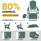 NAVINE Adirondack Chair Set of 4, HDPE Folding Adirondack Chair with Multifunctional Cup Holder, Weather Resistant Fire Pit Chair for porches, patios, poolsides, Decks. NAVINE