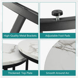 Smuxee White Nesting Coffee Table Set of 2, 23.6" Round Coffee Table Wood Grain Top with Adjustable Non-Slip Feet, Industrial End Table Side Tables for Living Room Bedroom Balcony Yard Smuxee