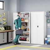 Letaya Metal Garage Storage Cabinets with Lock Door and Adjustable Shelves, Steel Tool Cabinets for Home,Office,Warehouse Organisieren (White, 71" H) Letaya