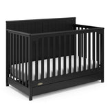 Graco Hadley 5-in-1 Convertible Crib with Drawer (Black) – Combo, Includes Full-Size Nursery Storage, Converts from Baby Crib to Toddler Bed, Daybed Graco