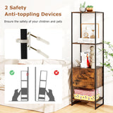 Tangkula 4-Tier Bookshelf with Drawer, 62.5” Tall Narrow Bookcase with Metal Frame & Anti-tip Kits, 4 Open Shelves & Pull-Out Drawer, Modern Slim Display Storage Rack for Living Room Study (2, Brown) Tangkula