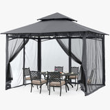 ABCCANOPY Gazebos for Patios 10x10 - Outdoor Steel Frame Gazebo with Mosquito Netting for Lawn Backyard Garden Deck (Dark Gray) ABCCANOPY