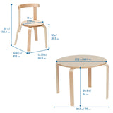 ECR4Kids Bentwood Round Table and Curved Back Chair Set, Kids Furniture, Natural, 5-Piece ECR4Kids