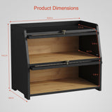 Goozii Large Bread Box for Kitchen Countertop, Black Bread Storage Container for Homemade Bread, Double Layer Farmhouse Breadbox Organizer for Kitchen Counter Cabinet, Pantry, Cupboard (Black) Goozii