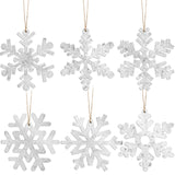 Oudain 6 Pieces Metal Snowflake Ornaments Christmas Galvanized Snowflake Hanging Ornament Farmhouse Snowflake Tree Hanging Decoration for Xmas Winter Party Decor, 5.12 Inch, Silver Oudain