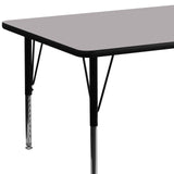 Flash Furniture 30''W x 72''L Rectangular Grey Thermal Laminate Activity Table - Height Adjustable Short Legs Flash Furniture
