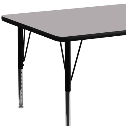 Flash Furniture 30''W x 72''L Rectangular Grey Thermal Laminate Activity Table - Height Adjustable Short Legs - WoodArtSupply