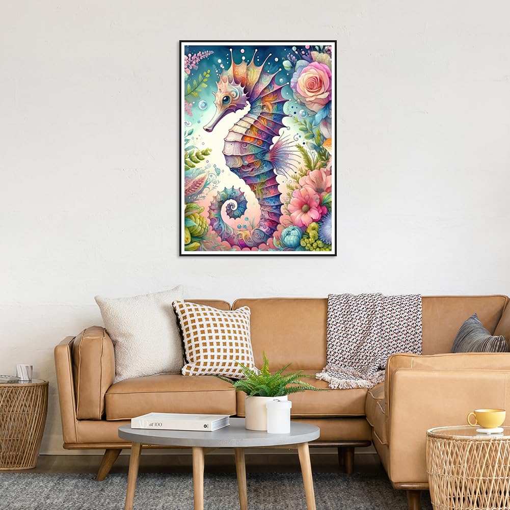 hill froeistung Seahorse 5D Diamond Art Painting Kits for Adults, Seaweed Diamond Art, DIY Full Drill Flower Landscape Scenery Diamond Art Painting for Home Wall Decor Gifts (12X16 inch) hill froeistung