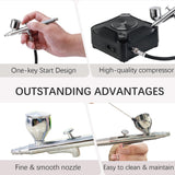 Orcair Air Brush Kit with Compressor,40PSI High Pressure Compressor with Auto Stop,Dual Action Multi-Function Airbrush Compressor with Cleaning Kit for Painting,Craft Model,Nail Art,Makeup,Tattoo Orcair