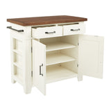 INSPIRED by Bassett OSP Home Furnishings Urban Farmhouse Kitchen Island with Vintage Oak Solid Hardwood Top, Distressed White Finish OSP Home Furnishings