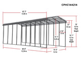 Arrow Carports Galvanized Steel Carport, RV Metal Carport Kit, 14' x 42' x 14', Charcoal Arrow