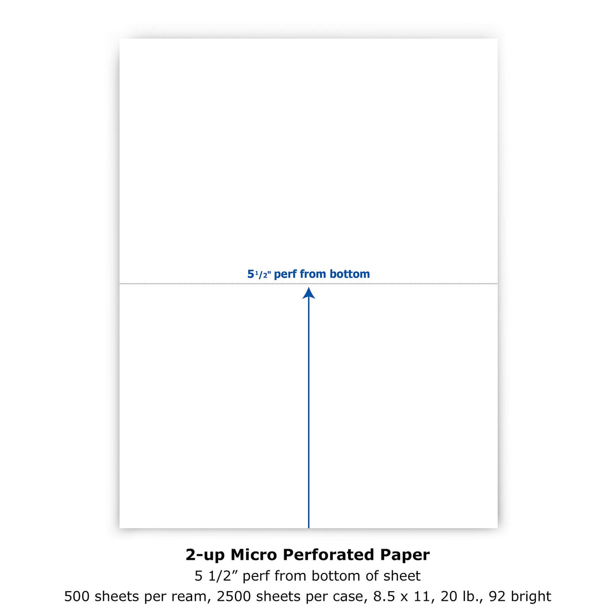 PrintWorks Half Sheet Perforated Paper, 8.5 x 11, 20 lb, 2500 Sheets, White (04116C) PrintWorks