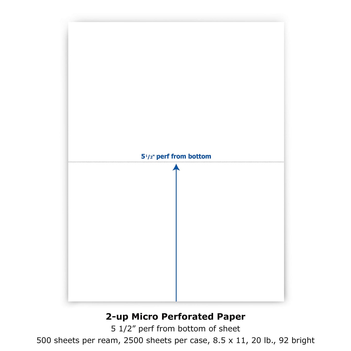 PrintWorks Half Sheet Perforated Paper, 8.5 x 11, 20 lb, 2500 Sheets, White (04116C)