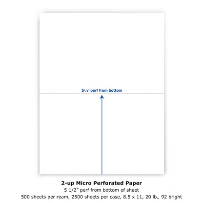 PrintWorks Half Sheet Perforated Paper, 8.5 x 11, 20 lb, 2500 Sheets, White (04116C)