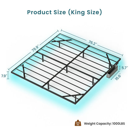 Mdhitsox King Floating Bed Frame with LED Lights, Charging Station & Storage Bag - WoodArtSupply